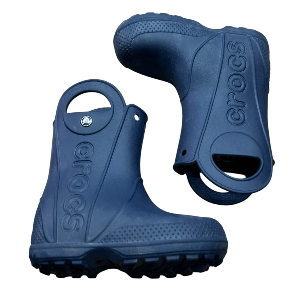 CROCS Kids Navy Rain Boot with Easy Pull Handle